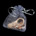 Gold Jewelry in Pouch on Black Background Royalty Free Stock Photo