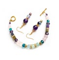 gold jewerly braslete with semiprecious and cristal at white background