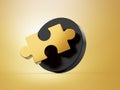 Gold Jigsaw, puzzle icon dispatching from black icon 3d illustration