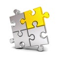 Gold jigsaw puzzle piece stand out from the crowd different idea concept Royalty Free Stock Photo