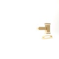 Gold Judge gavel icon isolated on white background. Gavel for adjudication of sentences and bills, court, justice