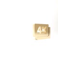 Gold 4k Ultra HD icon isolated on white background. 3d illustration 3D render