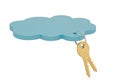 Gold Key and Cloud isolated on white background 3D illustration Royalty Free Stock Photo