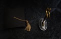 Gold key and grad cap Royalty Free Stock Photo