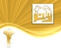 Gold key and houses Royalty Free Stock Photo