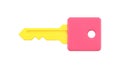 Gold key with pink head 3d icon vector illustration