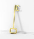 Gold Key with Pound Symbol. Royalty Free Stock Photo