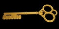 Gold key success concept isolated on black background Royalty Free Stock Photo