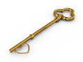 Gold key to access with heart Royalty Free Stock Photo
