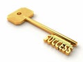 Gold key with word SUCCESS isolated on white Royalty Free Stock Photo