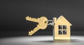 Gold keys and house keychain 3d Royalty Free Stock Photo