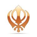 Gold khanda Sikh icon on white background