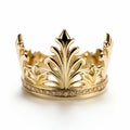 Delicately Detailed Yellow Gold Crown Ring On White Background