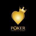 Gold King Poker logo design vector on black background