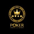 Gold King Poker logo design vector on black background Royalty Free Stock Photo