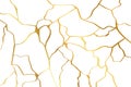 Gold kintsugi design isolated on white backdrop. Golden crackle texture background. Luxury broken marble stone pattern Royalty Free Stock Photo