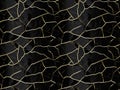 Gold Kintsugi Seamless Pattern, Luxury Golden Kintsukuroi Tile, Crack Broken Marble Texture