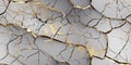 Gold Kintsugi Texture Background, Luxury Golden Kintsukuroi Pattern, Crack Broken White Marble Royalty Free Stock Photo