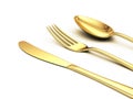 Gold knife, fork, spoon Royalty Free Stock Photo