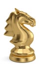 The gold knight chess piece on white background.3D illustration.