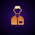 Gold Laboratory assistant icon isolated on black background. Vector