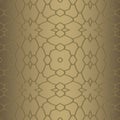 Gold lacy seamless pattern. Ornamental grid background. Vector shiny backdrop. Floral lines ornament. Vintage lace flowers, leaves