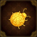 Gold ladybug icon with lace elegant ornament