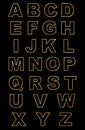 Gold latin contour alphabet