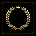 Gold laurel wheat wreath icon crown