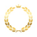 Gold laurel wreath crown emblem