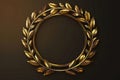A gold laurel wreath on a dark brown background Royalty Free Stock Photo