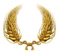 Gold laurel wreath of golden wheat