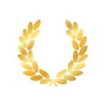 Gold laurel wreath icon. Luxury emblem for winner. Symbol of victory, triumph and success. Golden award laurel logo on