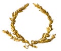 Gold laurel wreath isolated on white Royalty Free Stock Photo