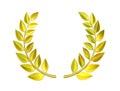 Gold laurel wreath isolated on white. Clipping path included Royalty Free Stock Photo