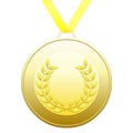 Medal with Gold laurels wreath on a white background