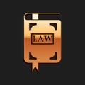 Gold Law book icon isolated on black background. Legal judge book. Judgment concept. Long shadow style. Vector Royalty Free Stock Photo