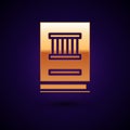 Gold Law book icon isolated on black background. Legal judge book. Judgment concept. Vector Illustration Royalty Free Stock Photo