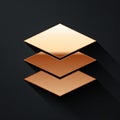 Gold Layers icon isolated on black background. Long shadow style. Vector.