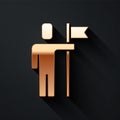 Gold Leader of a team of executives icon isolated on black background. Long shadow style. Vector