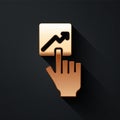 Gold Leader of a team of executives icon isolated on black background. Long shadow style. Vector