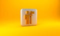 Gold Leader of a team of executives icon isolated on yellow background. Silver square button. 3D render illustration