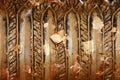 The gold leaf on the back of Buddha statue in temple of Thailand.