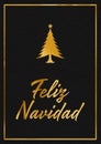 A gold leaf and black leather effect festive FELIZ NAVIDAD typographical graphic illustration with black leather background