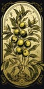 Symbolic Olive Tree Illustration On Black And Gold Background