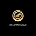 Gold leaf round organic logo Royalty Free Stock Photo