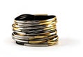 Gold leather bracelet Royalty Free Stock Photo