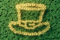 Gold Leprechaun Top Hat Icon Green Clover Patch 3D Illustration Royalty Free Stock Photo