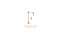 Gold letter F linked arrow logogram
