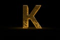 Gold letter K as a hive with honey